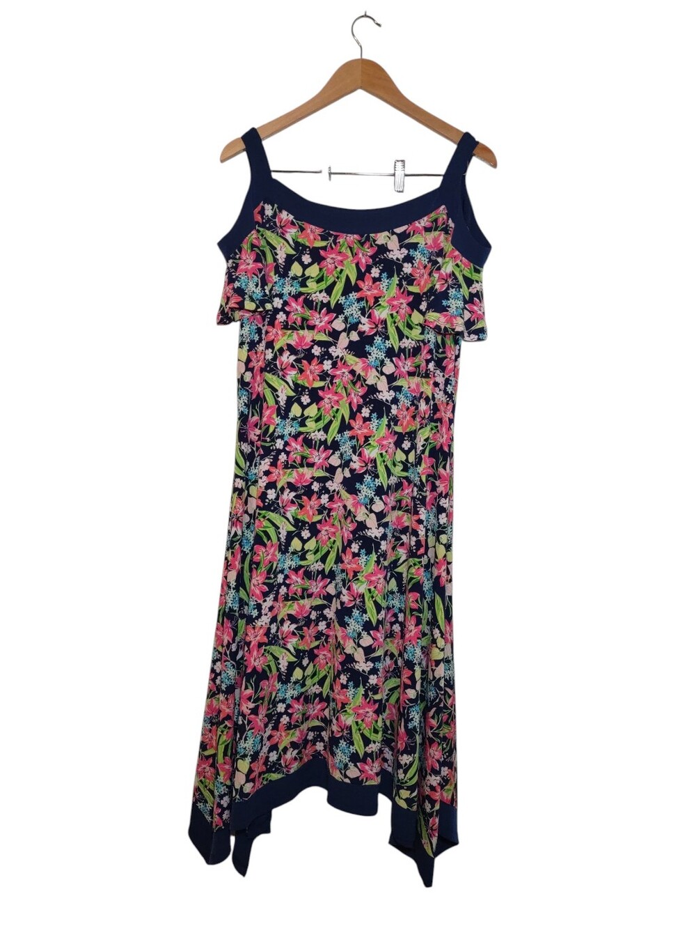 Women's Rafaella Floral Cold Shoulder Dress Size: Large
